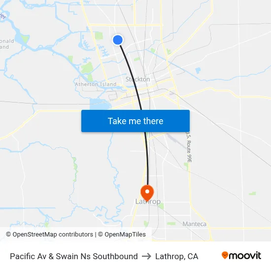 Pacific Av & Swain Ns Southbound to Lathrop, CA map