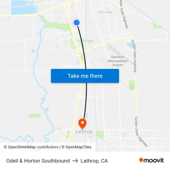 Odell & Horton Southbound to Lathrop, CA map