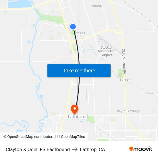 Clayton & Odell FS Eastbound to Lathrop, CA map