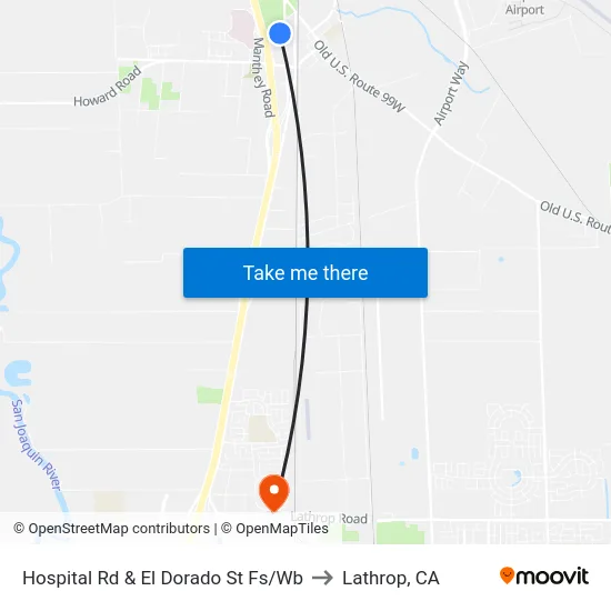 Hospital Rd & El Dorado St Fs/Wb to Lathrop, CA map