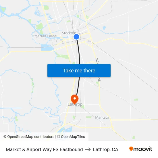 Market & Airport Way FS Eastbound to Lathrop, CA map
