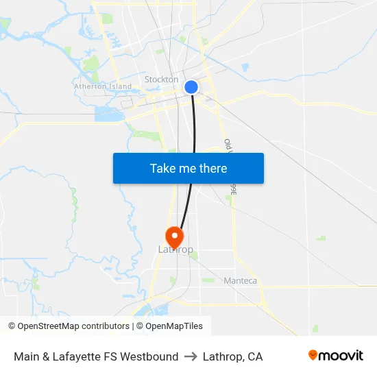 Main & Lafayette FS Westbound to Lathrop, CA map