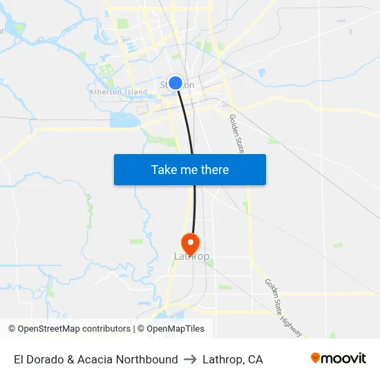 El Dorado & Acacia Northbound to Lathrop, CA map