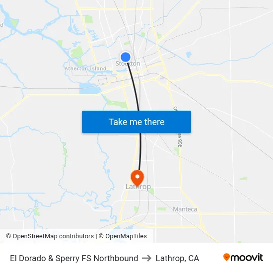 El Dorado & Sperry FS Northbound to Lathrop, CA map
