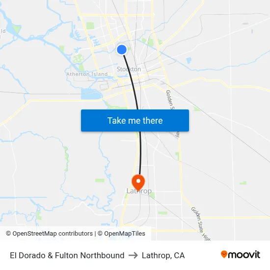 El Dorado & Fulton Northbound to Lathrop, CA map