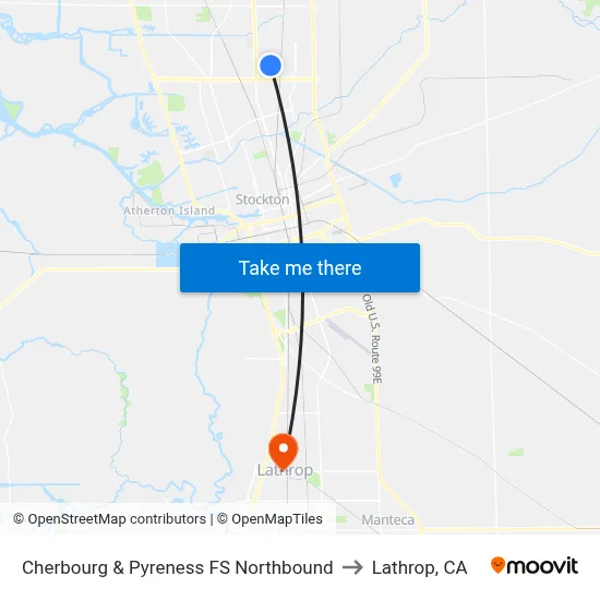 Cherbourg & Pyreness FS Northbound to Lathrop, CA map