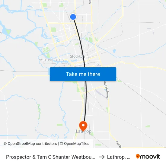 Prospector & Tam O'Shanter Westbound to Lathrop, CA map