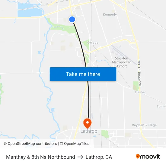 Manthey & 8th Ns Northbound to Lathrop, CA map