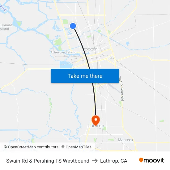 Swain Rd & Pershing FS Westbound to Lathrop, CA map