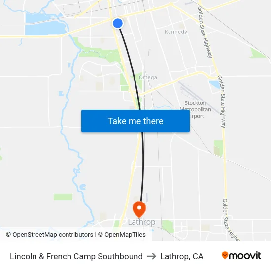 Lincoln & French Camp Southbound to Lathrop, CA map