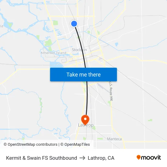 Kermit & Swain FS Southbound to Lathrop, CA map