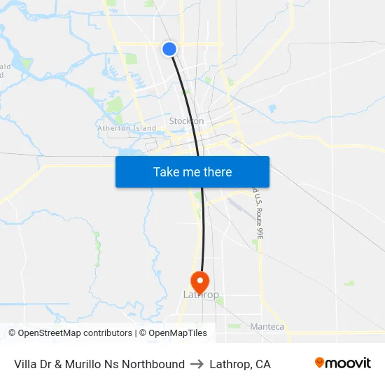 Villa Dr & Murillo Ns Northbound to Lathrop, CA map