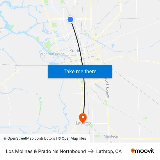 Los Molinas & Prado Ns Northbound to Lathrop, CA map
