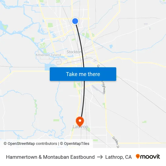 Hammertown & Montauban Eastbound to Lathrop, CA map