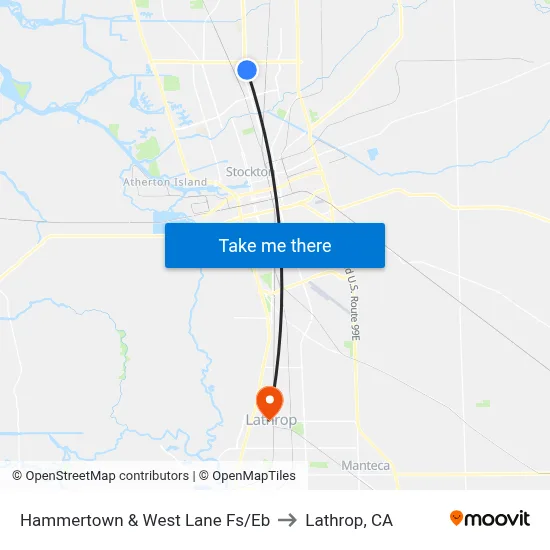 Hammertown & West Lane Fs/Eb to Lathrop, CA map