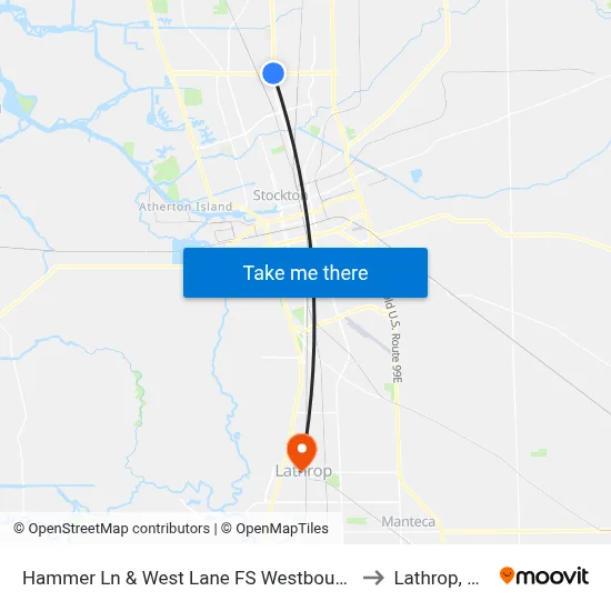 Hammer Ln & West Lane FS Westbound to Lathrop, CA map
