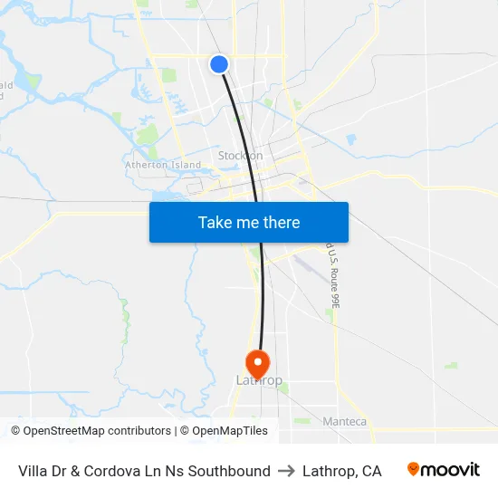 Villa Dr & Cordova Ln Ns Southbound to Lathrop, CA map