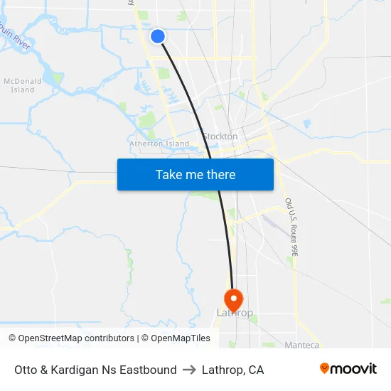 Otto & Kardigan Ns Eastbound to Lathrop, CA map