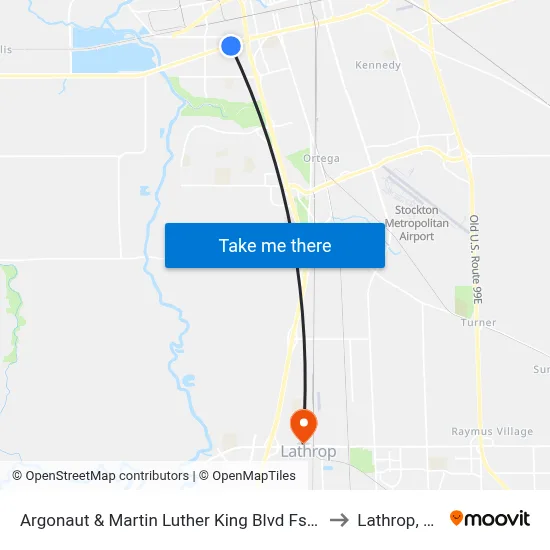 Argonaut & Martin Luther King Blvd Fs/Sb to Lathrop, CA map