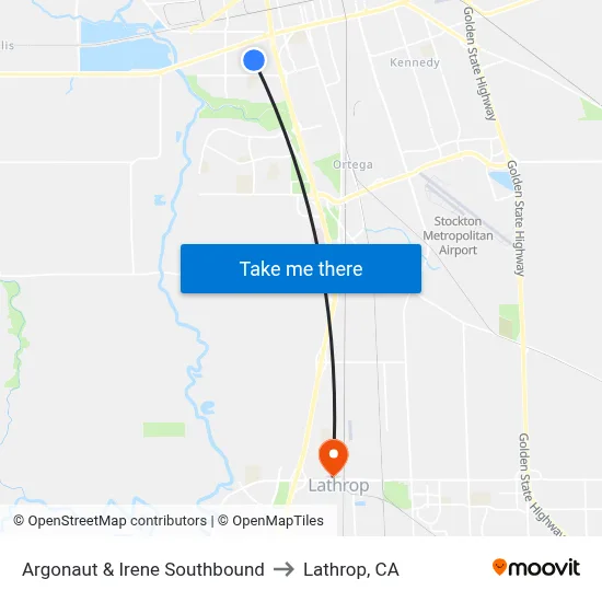Argonaut & Irene Southbound to Lathrop, CA map