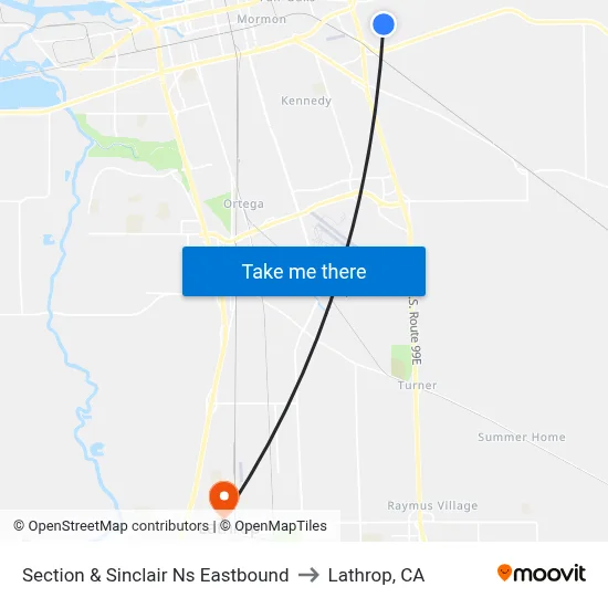 Section & Sinclair Ns Eastbound to Lathrop, CA map