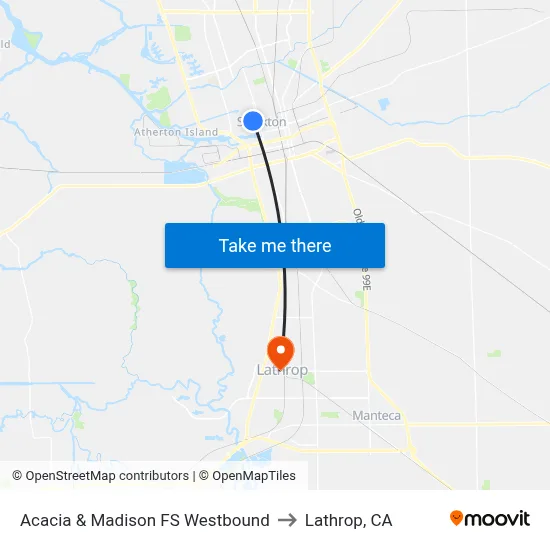 Acacia & Madison FS Westbound to Lathrop, CA map