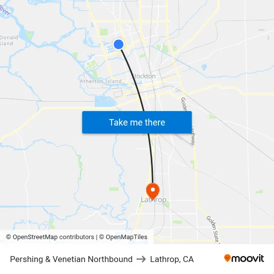 Pershing & Venetian Northbound to Lathrop, CA map