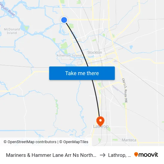 Mariners & Hammer Lane Arr Ns Northbound to Lathrop, CA map