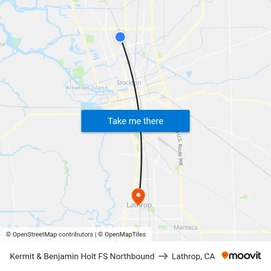 Kermit & Benjamin Holt FS Northbound to Lathrop, CA map
