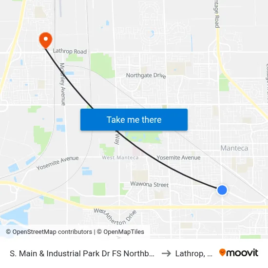 S. Main & Industrial Park Dr FS Northbound to Lathrop, CA map