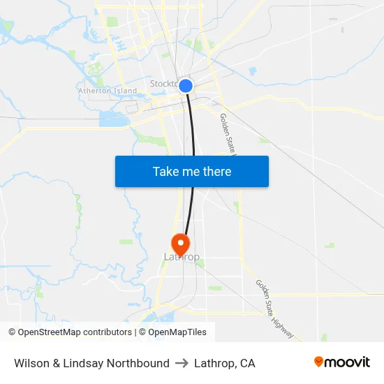 Wilson & Lindsay Northbound to Lathrop, CA map