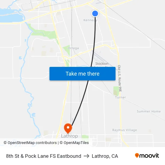 8th St & Pock Lane FS Eastbound to Lathrop, CA map
