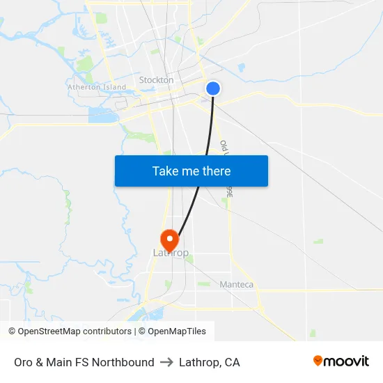 Oro & Main FS Northbound to Lathrop, CA map