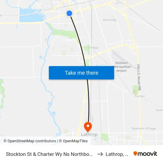 Stockton St & Charter Wy Ns Northbound to Lathrop, CA map