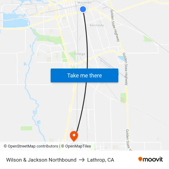 Wilson & Jackson Northbound to Lathrop, CA map