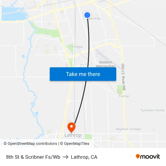 8th St & Scribner Fs/Wb to Lathrop, CA map