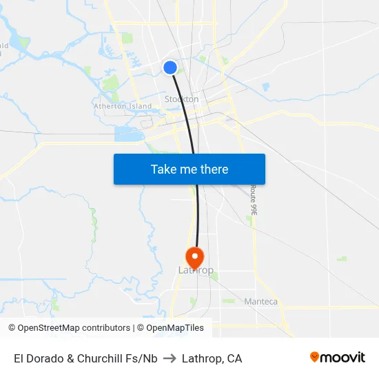 El Dorado & Churchill Fs/Nb to Lathrop, CA map