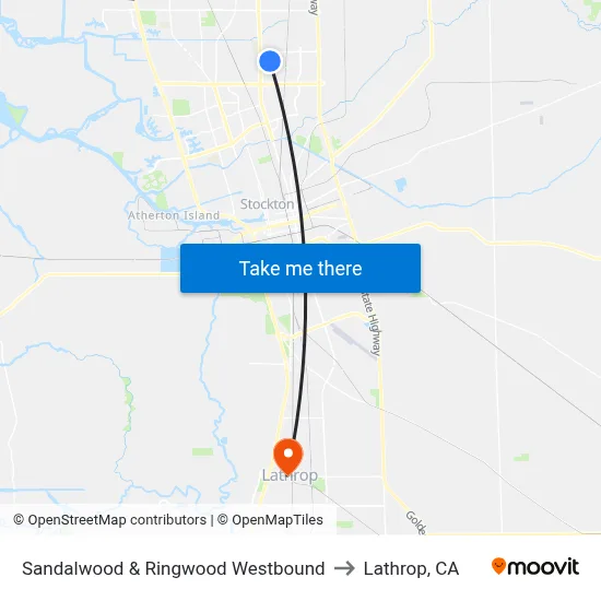 Sandalwood & Ringwood Westbound to Lathrop, CA map