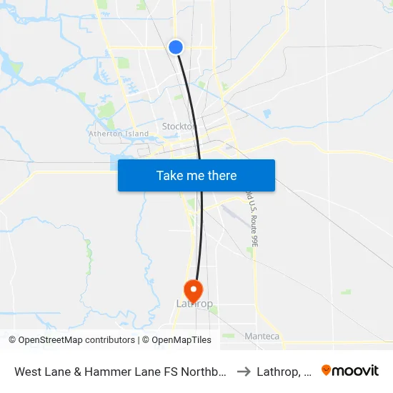 West Lane & Hammer Lane FS Northbound to Lathrop, CA map