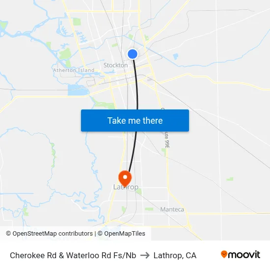 Cherokee Rd & Waterloo Rd Fs/Nb to Lathrop, CA map