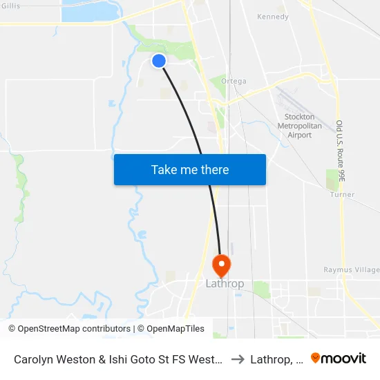 Carolyn Weston & Ishi Goto St FS Westbound to Lathrop, CA map
