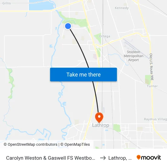Carolyn Weston & Gaswell FS Westbound to Lathrop, CA map