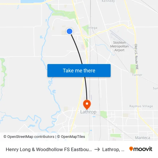 Henry Long & Woodhollow FS Eastbound to Lathrop, CA map