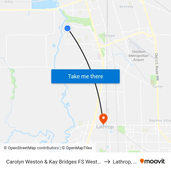 Carolyn Weston & Kay Bridges FS Westbound to Lathrop, CA map