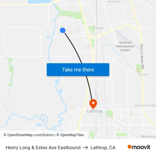Henry Long & Estes Ave Eastbound to Lathrop, CA map