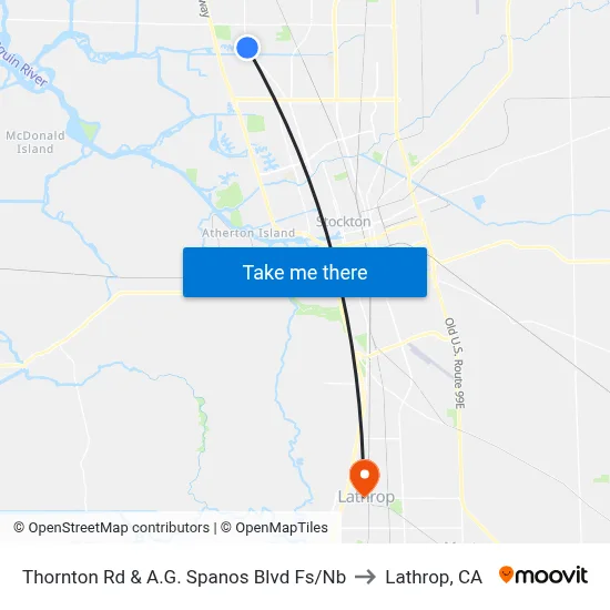 Thornton Rd & A.G. Spanos Blvd Fs/Nb to Lathrop, CA map