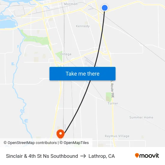 Sinclair & 4th St Ns Southbound to Lathrop, CA map