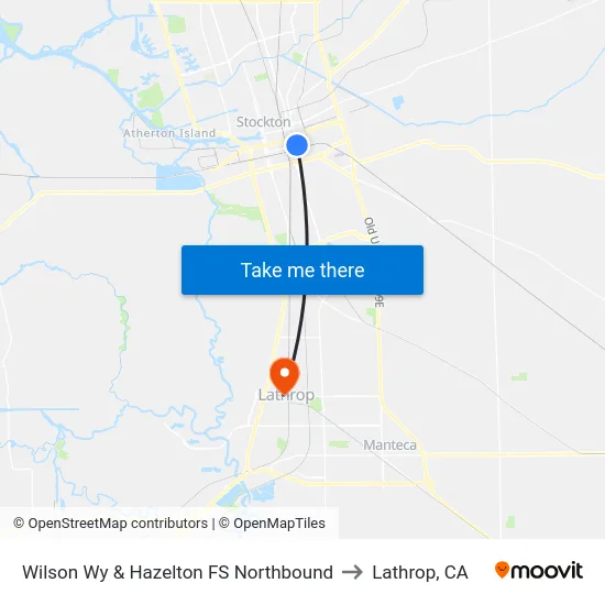 Wilson Wy & Hazelton FS Northbound to Lathrop, CA map