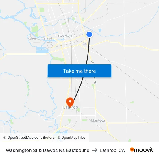Washington St & Dawes Ns Eastbound to Lathrop, CA map