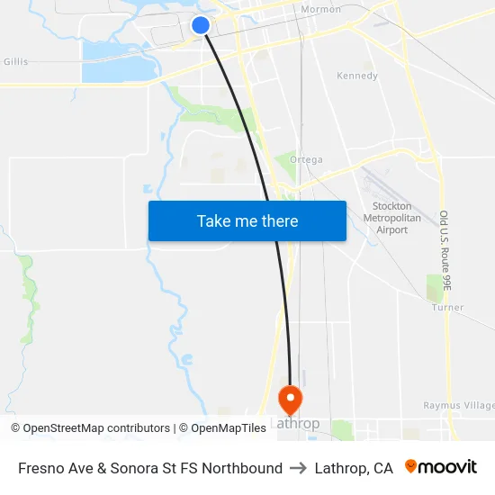 Fresno Ave & Sonora St FS Northbound to Lathrop, CA map
